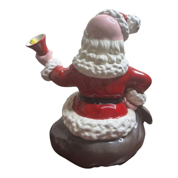 Vintage Atlantic Mold Ceramic Santa with Bell & Jingle Bells 1970s - Picture 4 of 6